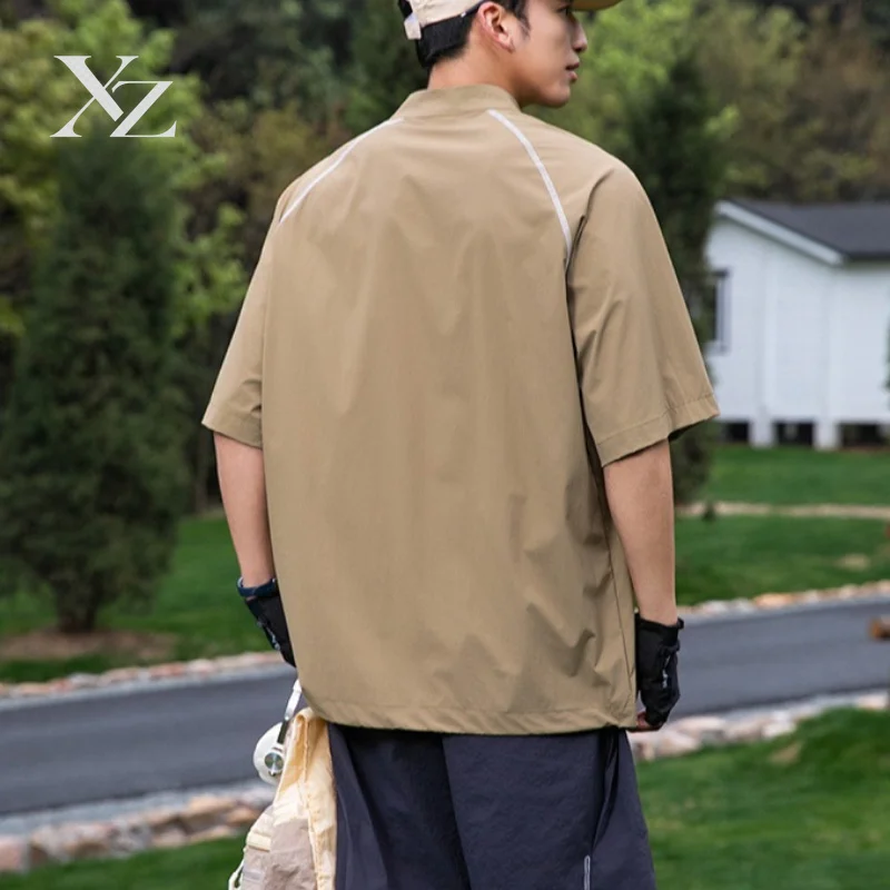 Opening Sale |Men's Summer Half-Zip T-Shirt Quick Dry Breathable Casual Short Sleeve Loose Fit Stand Collar Tee For Daily & Outd