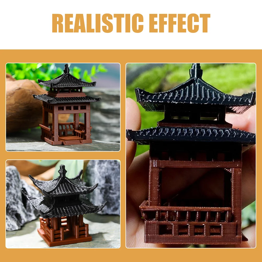 Lantern Pavilion Small Ornaments Gazebo Pagoda Figurine Plastic Fake Aquarium Fish Micro Landscape