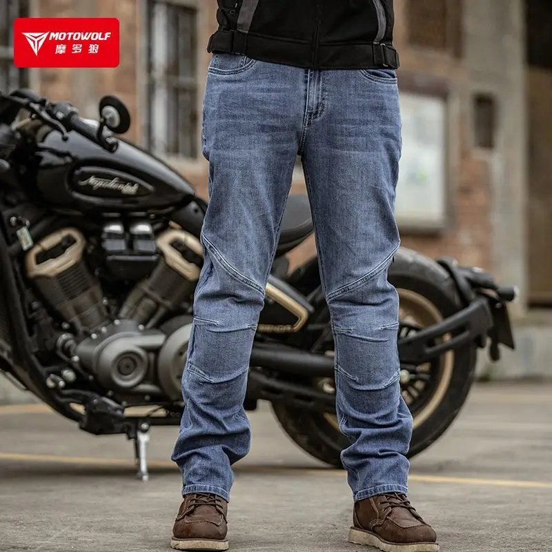 

MOTOWOLF Motorcycle Riding Jeans Men's Denim Pants with CE Protective Pads Breathable Anti-fall Biker Trousers Knight Equipment