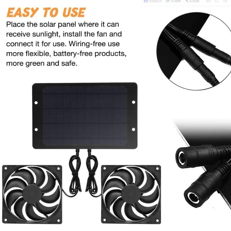 10W12V Solar Fan Pet Fan Chicken Coop Ventilation Fan Solar Panel Energy Saving Solar Pannel Paneles Solares