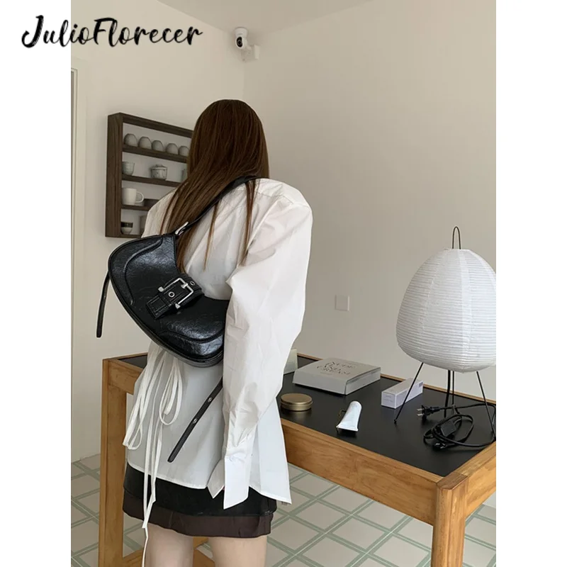 Julio florecer Vintage Handtaschen Hobo Leder Hasp Schulter Umhängetasche Luxus Designer Damen Achsel Taschen Mode