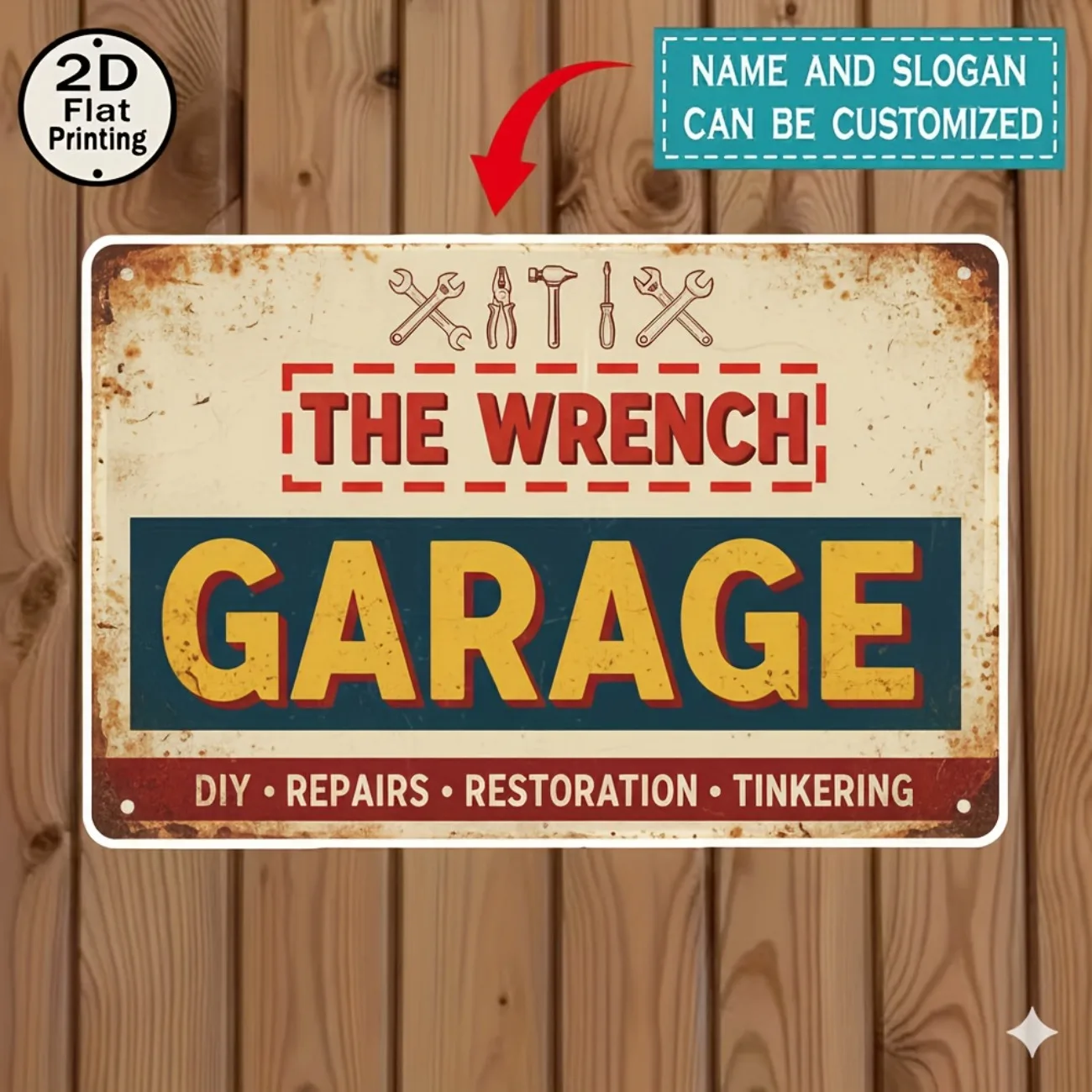 شخصية المرآب بار علامة معدنية اسم مخصص شعار حانة كهف ديكور