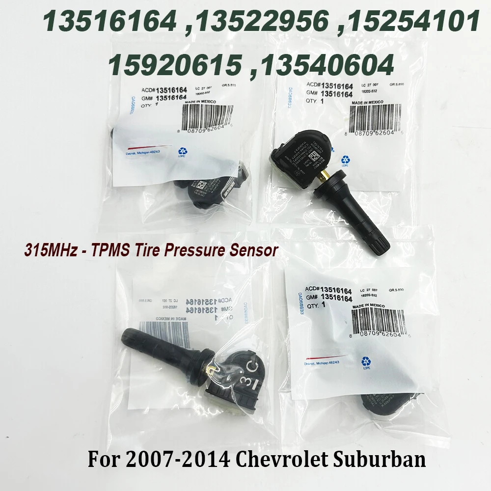 

NEW 4PCS 315Mhz 13516164 13522956 15254101 TPMS Tire Pressure Monitor Sensor 15920615 13540604 For C-adillac C-hevrolet G-MC