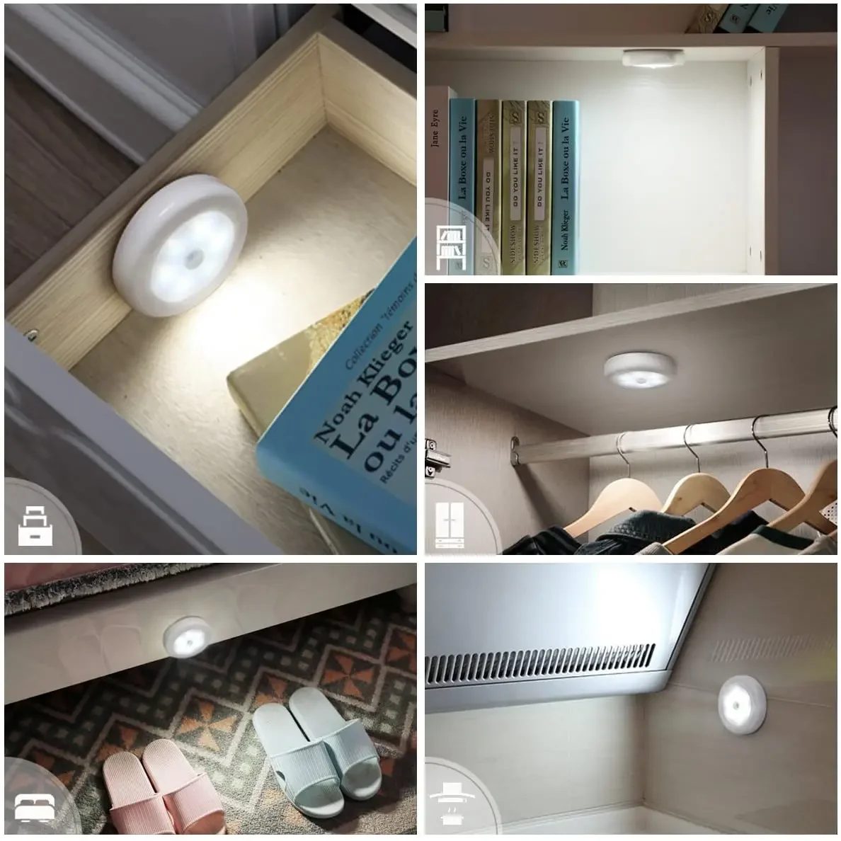 Motion Sensor Light Cordless Battery-Powered LED Night Light Closet Light Stair Lights Wall Lights for Hallway Bedroom Kitchen