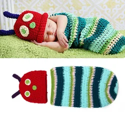 Newborn Photography Outfit Cartoon Caterpillar Costume Baby Photo Woven Hat Newborn Shooting Costume Props Suitable New Born