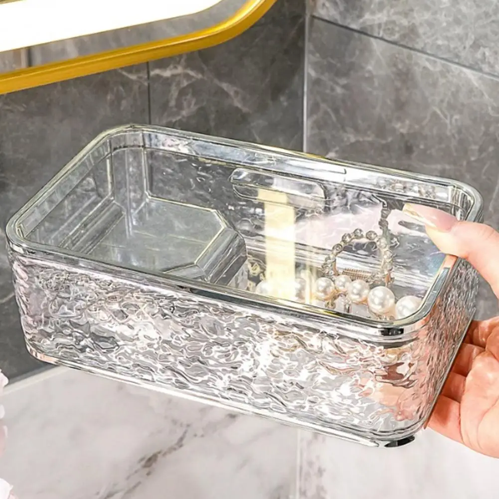 Renters Tissue Holder Dustproof Tissue Dispenser Wall-mounted Tissue Box Dispenser with Sealed Waterproof Design Transparent