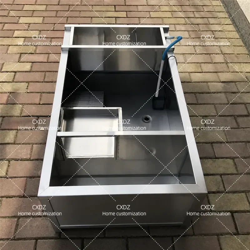 304 Stainless Steel Large Turtle Pond Filter Box for Villa Household Money Turtle Breeding Oversized Tank No Water Change