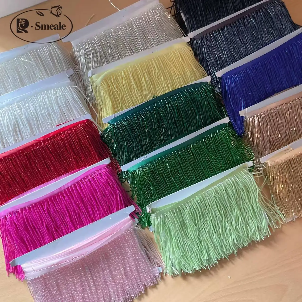 Rohrquasten-Kleiderzubehör, Spitzenbesatz, Hochzeits- und Abendkleid, Perlenverzierung, RS24495, 15 Farben, 10 cm Breite – Detail 5