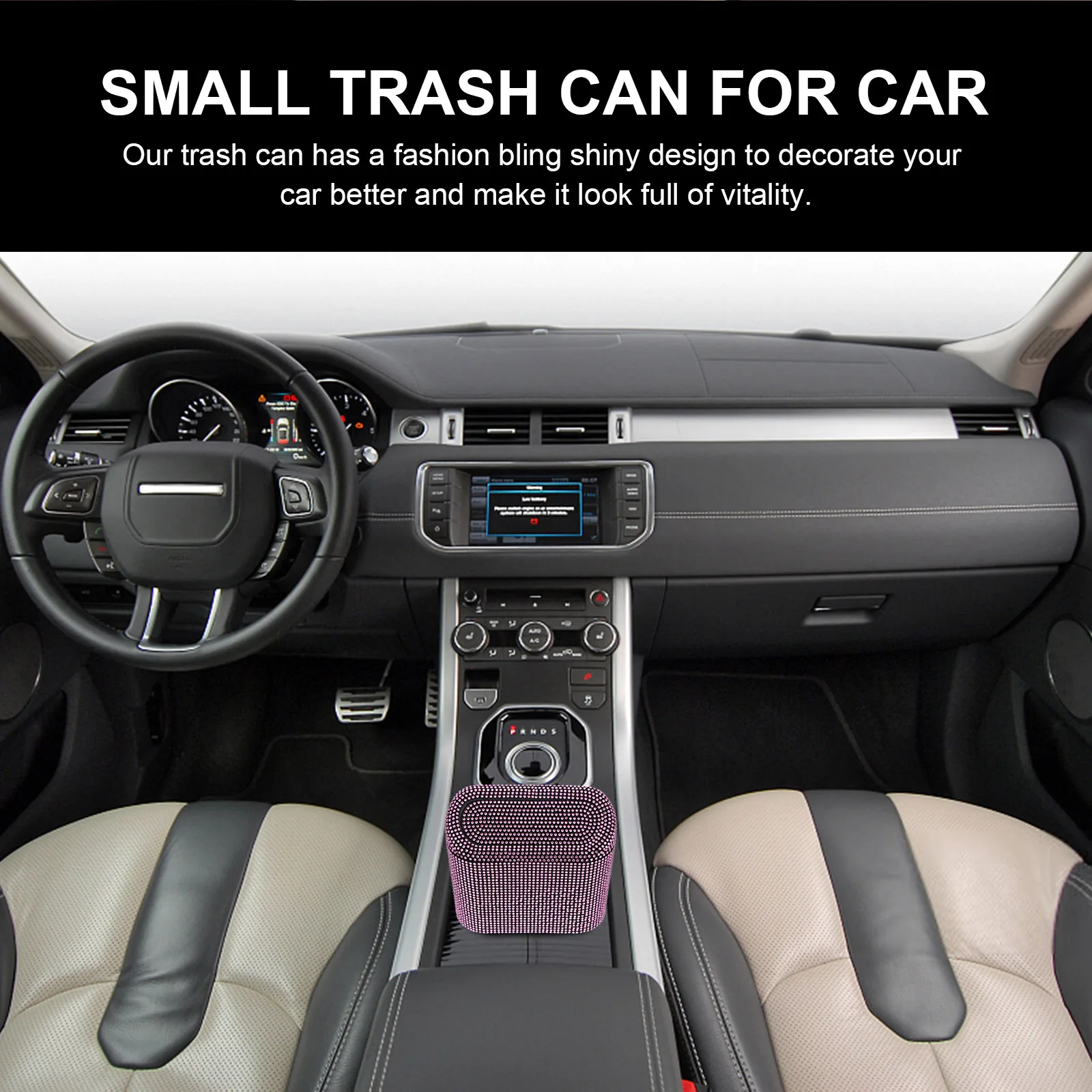 

Car Trash Can Cute Bin Automotive Garbage Bling Cans Make up Accessories Container