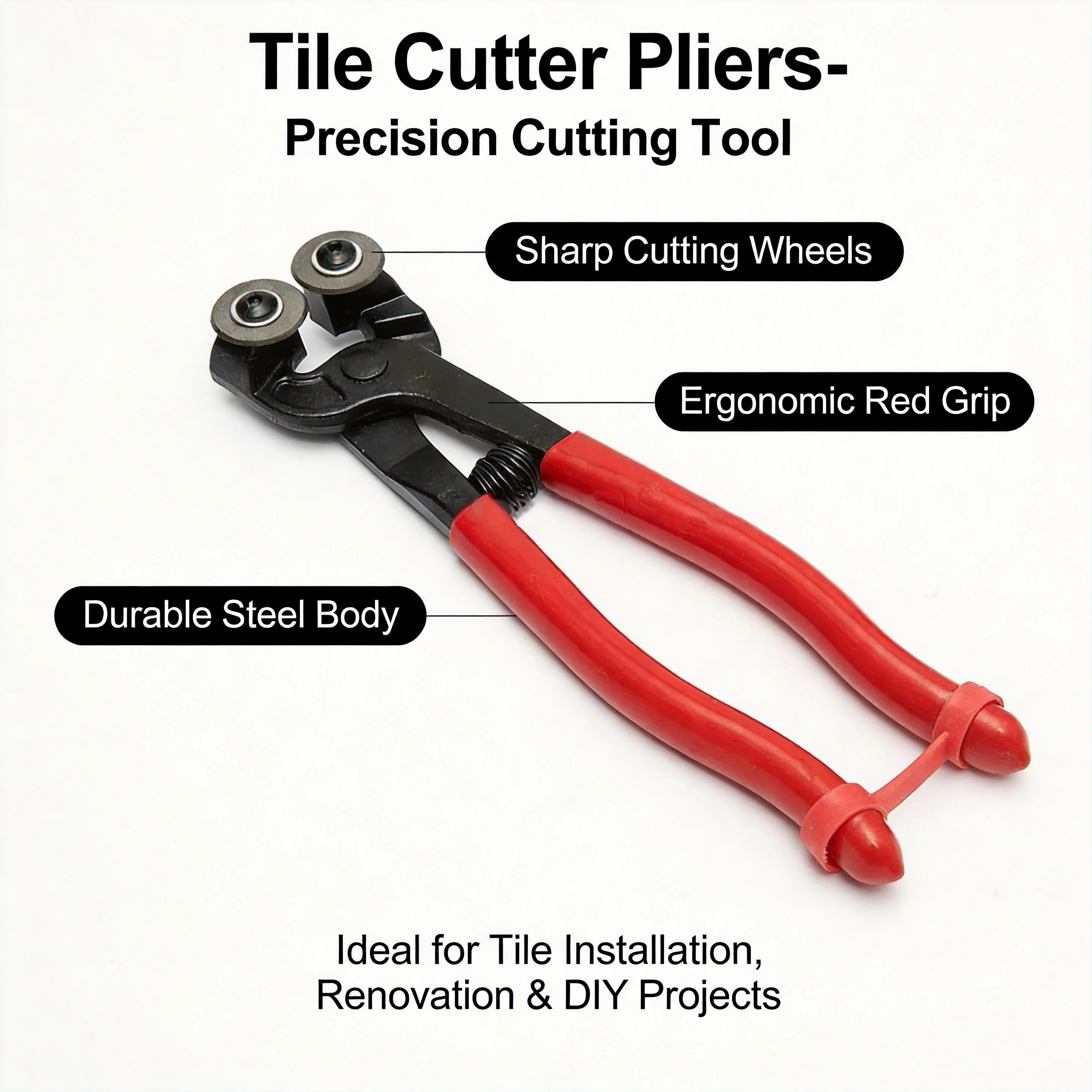 

8 Inch Glass Tile Mosaic Nippers Double Round Wheel Flat Nose Trimming Clamp Pliers for Precise Ceramics Cutting Tongs Tools
