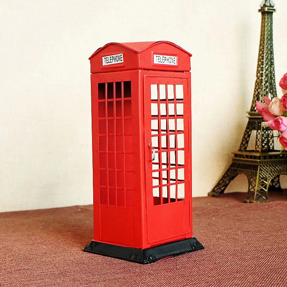 1Pcs Retro Telephone Booth Coin Bank Vintage Money Jar for Birthday Present Develop Saving Habits Large Capacity