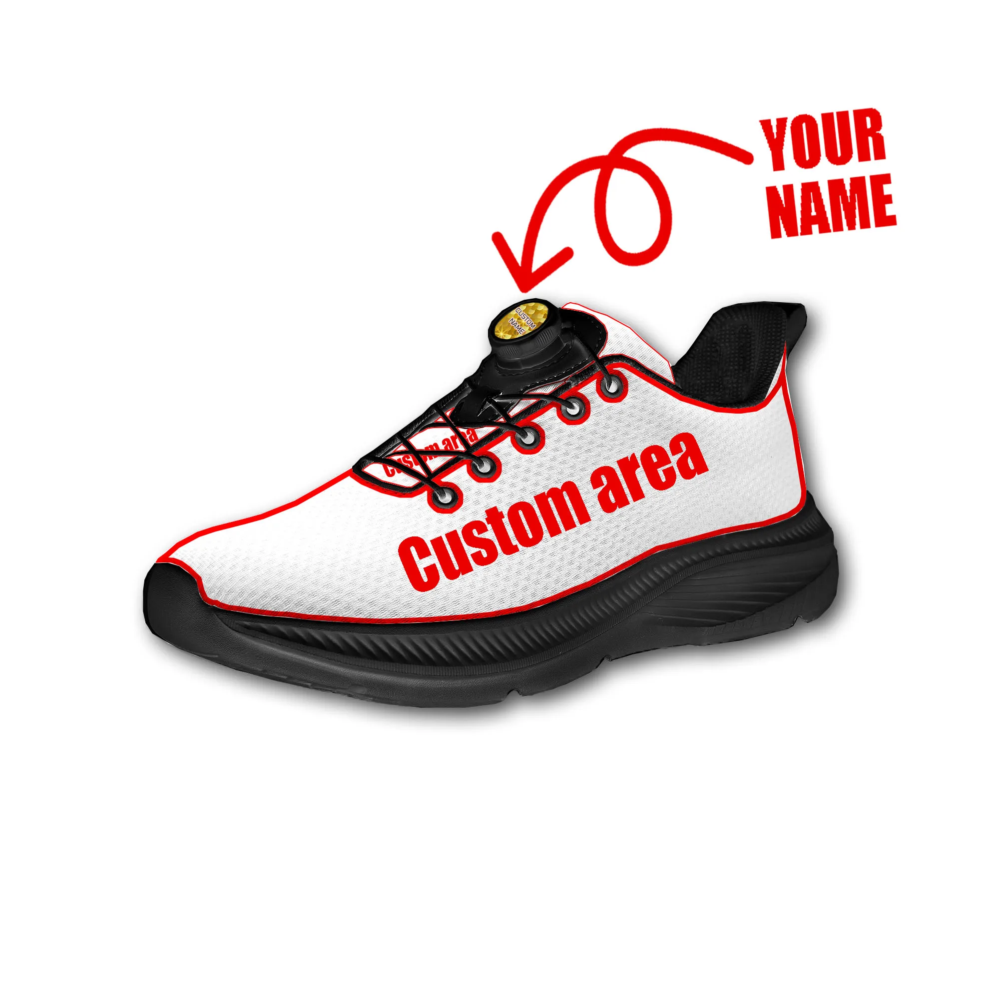Custom Walking Shoes Men Woman Rotating button without laces Shoe Design Photo Logo Name Lightweight Sneakers Unisex view 2