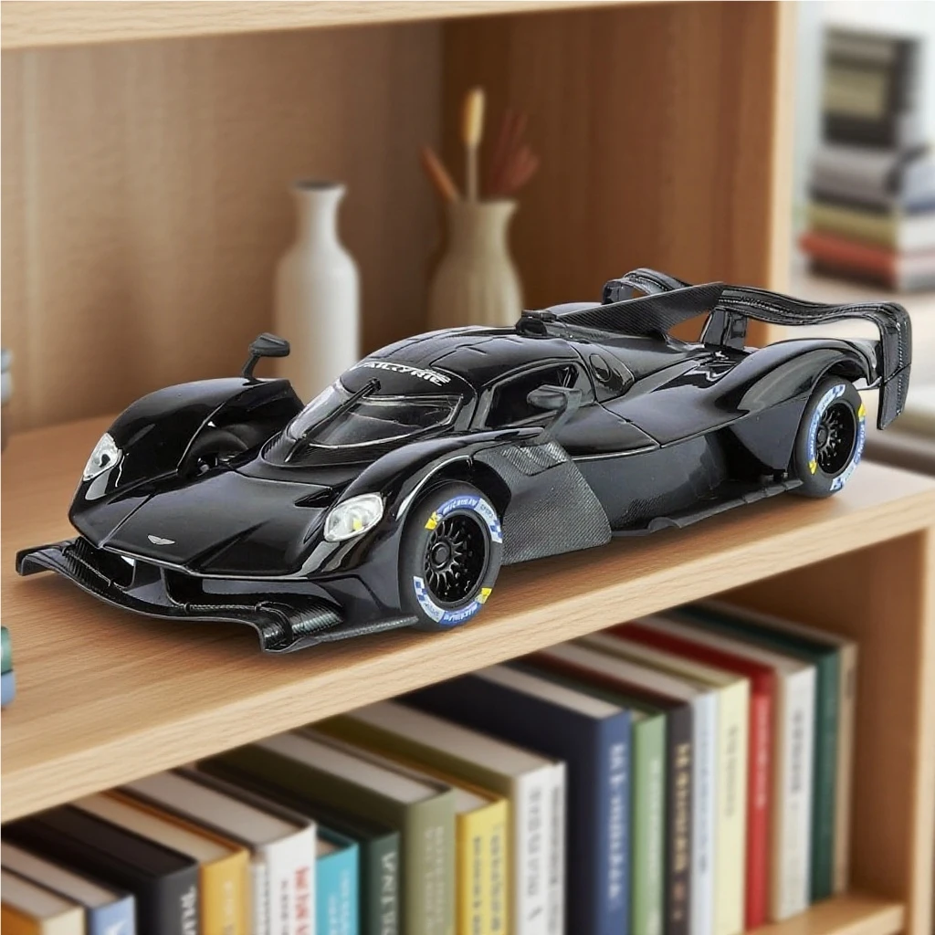 1: 24 Simulation Aston Martin Valkyrie Alloy Car Model Ornament Collection Door can be opened Sound and Light Sports Car Gift