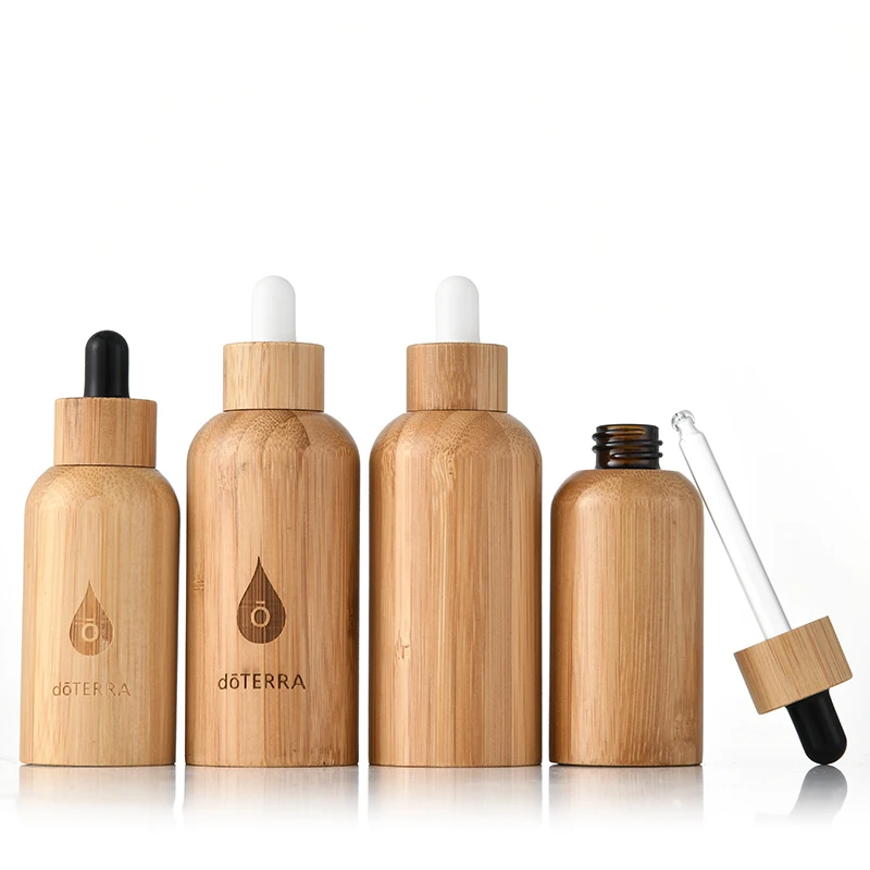 

15/30/50ml 18/410 Eco-friendly Bamboo Serum Glass Bottle with Full Bamboo Dropper Cover Essential Oils Perfume Empty Containers