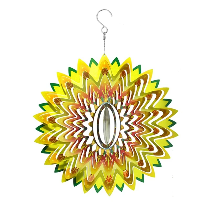 

Yellow Wind Spinners 12 Inches 3D Reflective Hanging Wind Spinners 3D Garden Sculpture Spinners Outdoor Hanging Decor