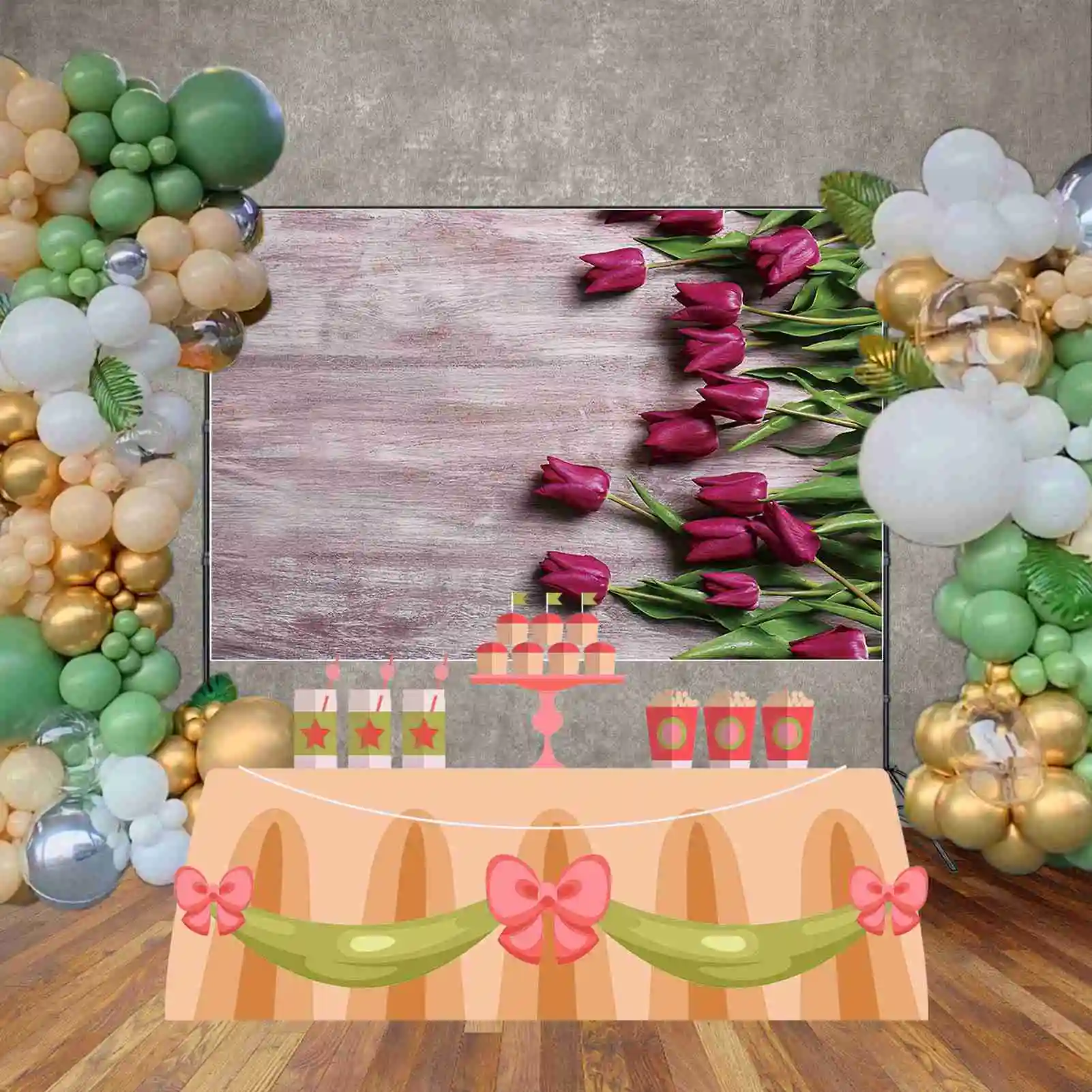 MOON.QG Spring Flower Wooden Backdrops for Product Photography Wood Boards Food Photo Studio Wall Background Birthday Photozone