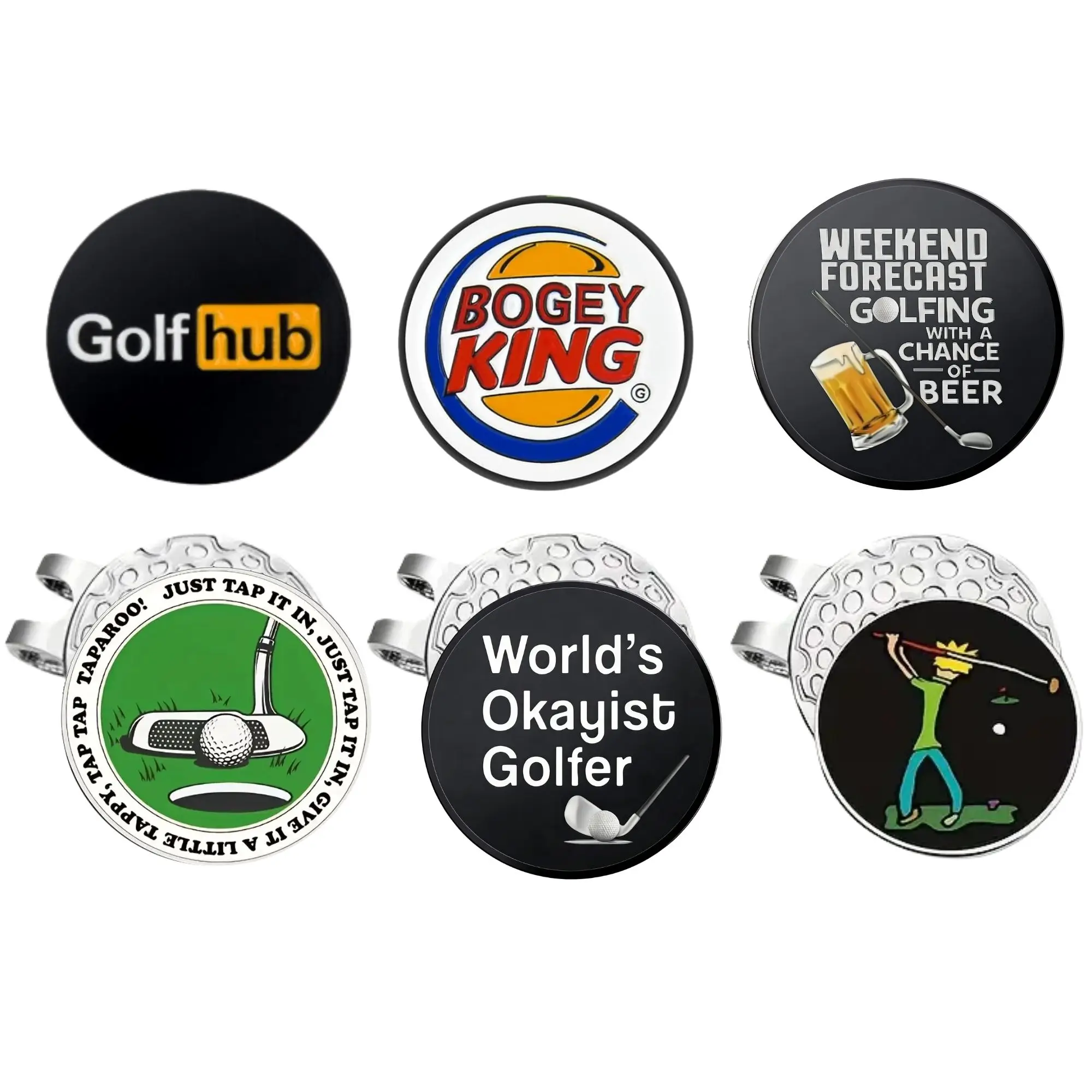 

6 pcs Durable Golf Markers with 3 Magnetic Golf Hat Clips - Durable Iron, Essential Golf Accessories - Perfect for Father's Day