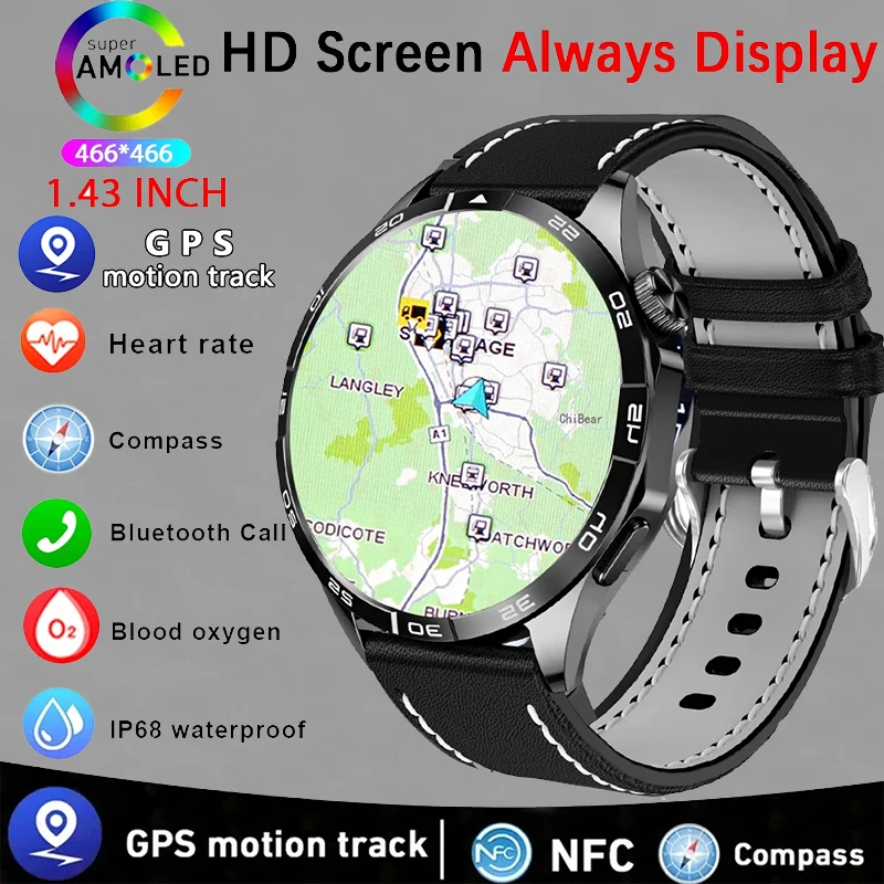 

New Original Watch4 Pro Smart Watch Men NFC GPS Tracker AMOLED 466*466 HD Screen Heart Rate Bluetooth Call 2024 SmartWatch