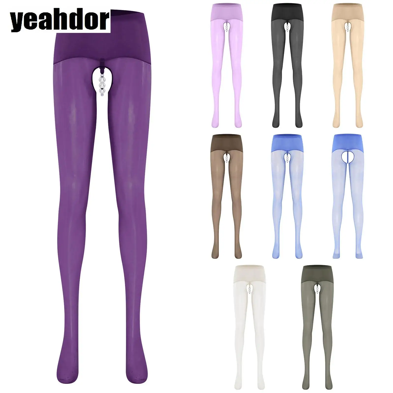

Women Ultra Thin Pantyhose with Removable Band Open Cortch Sexy Tights Bodystockings Romantic Dating Nightwear Underwear Lingeri