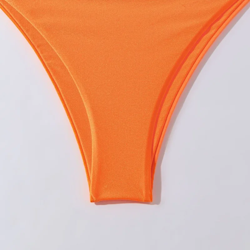 2024 Solid Color Bikini Sexy Strap Split Swimsuit Women's Multicolor Split Beachwear Bathing Suit Bikini Set for Teen
