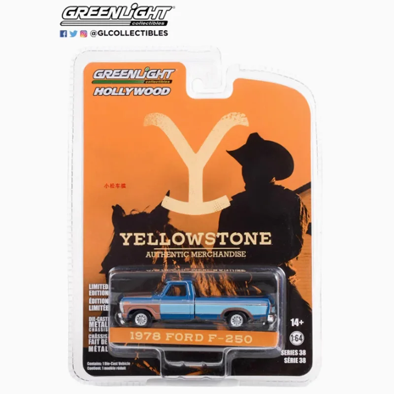 Greenlight Model Diecast 1:64 Scale 1978 Ford F-250-Yellowstone/1969 Ford F-250 Farm Alloy Car Model Boy Gift Toys