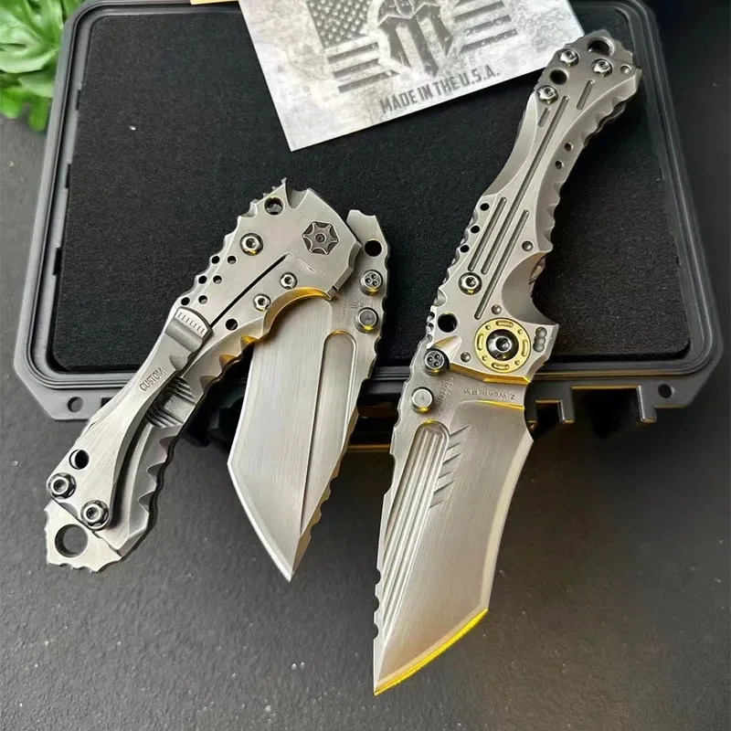 T1 الثقيلة سكين للفرد Z-Wear شفرة TC4 سبائك التيتانيوم مقبض التخييم الصيد الصيد سكينة تكتيكية EDC سكينة سفر