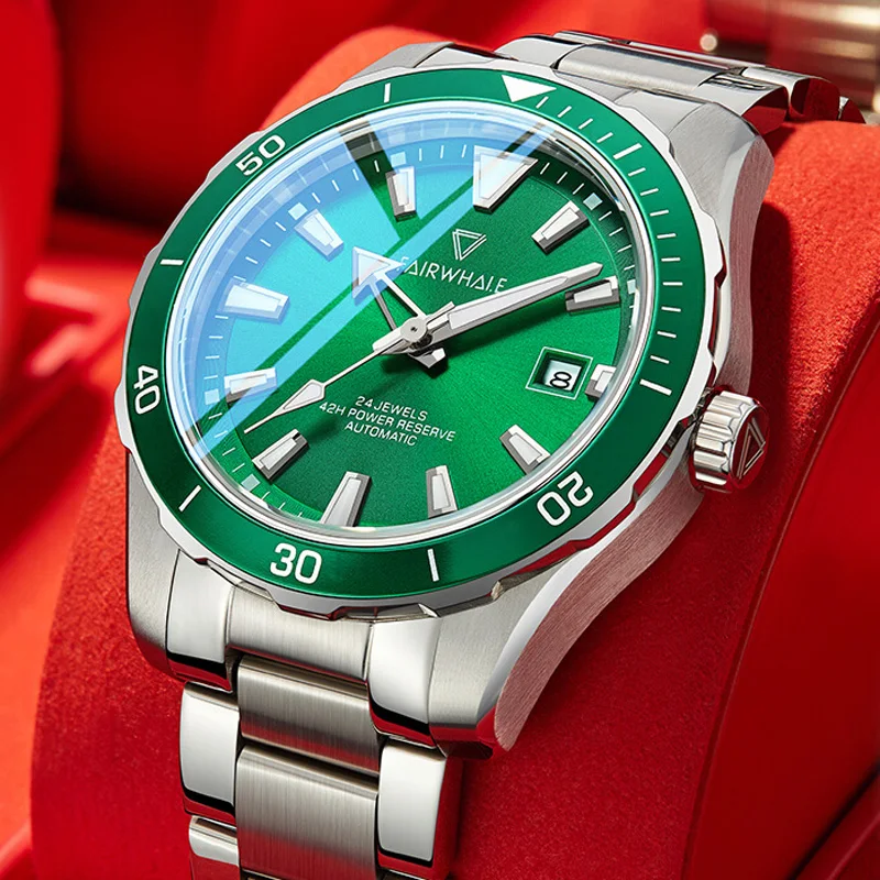 

Mark Fairwhale Men's Luxury Stainless Steel Sport Automatic Mechanical Wristwatch Luminous 100M Waterproof 100M Reloj Hombre