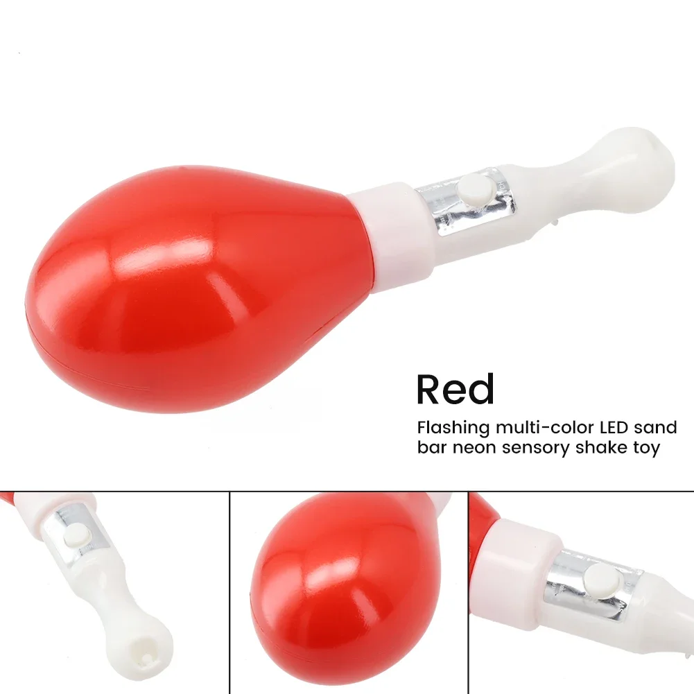 Maracas LED multicolori Lampada lampeggiante Sensoriale incandescente Martello di sabbia Giocattoli Strumenti di apprendimento musicale per feste di