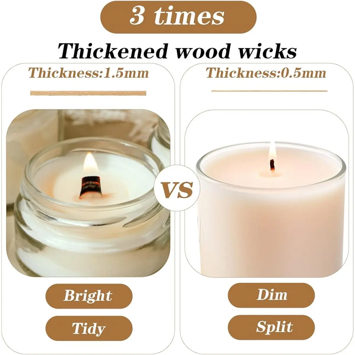 

【BAAQ】 120 шт. фитили из натурального дерева для изготовления свечей, для кокосового воска, идеально подходят для изготовления свечей своими руками, длительное пламя