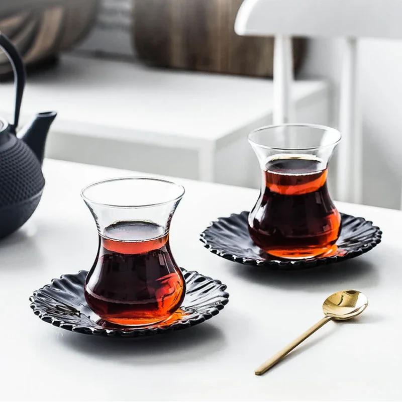 Water Cup and Saucer Set Turkish Black Tea Cup Shot Glass Wine Drinking Glasses Coffee Cups for Cocktails Cocktail Whiskey