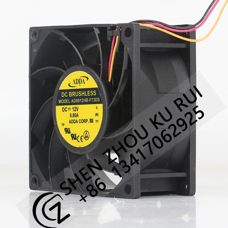 ADDA Three-wire 12V 0.80A 8038 80X80X38MM 8CM server Double ball High air capacity AD0812HB-F73DS cooling fan