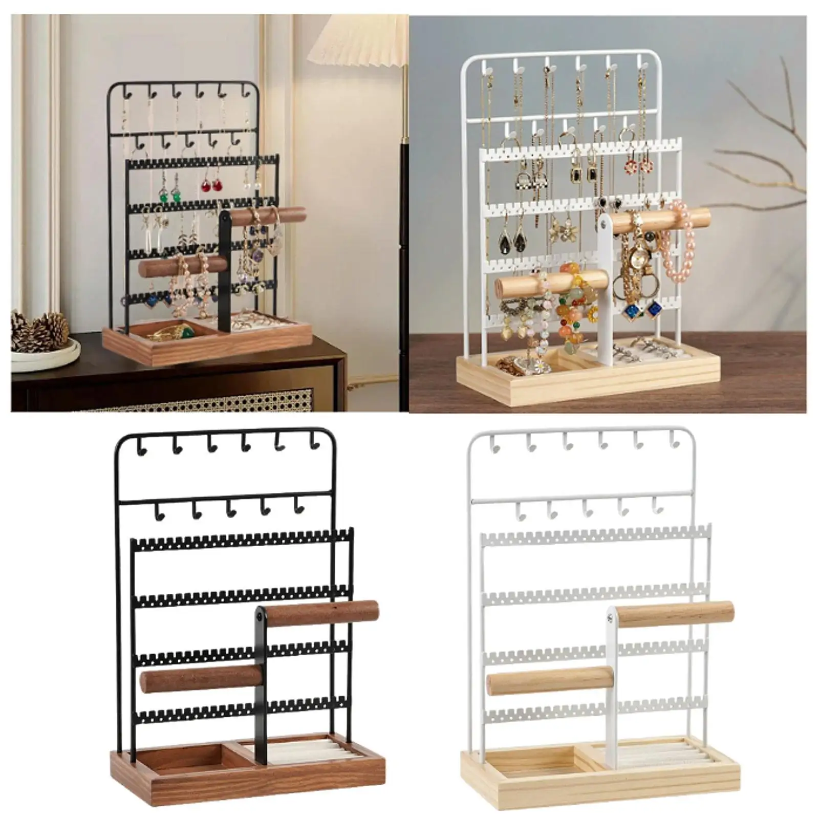 

Jewelry Organizer Bracelet Organizer Necklace Holder Earrings Rings Bracelets Organizer Wooden Base for Bracelets Rings