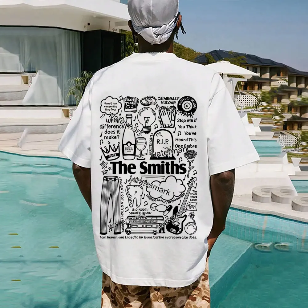 

Rock Band The Smiths Double Sided Print T Shirts Summer Men Women Hip Hop Retro Punk T-shirts Men's Vintage Oversized Streetwear