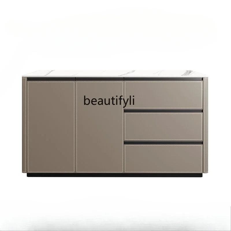 

02 Nakajima Cabinet Italian Saddle Leather Household Jewelry Desk Storage Cabinet Customized Floor Display Cabinet