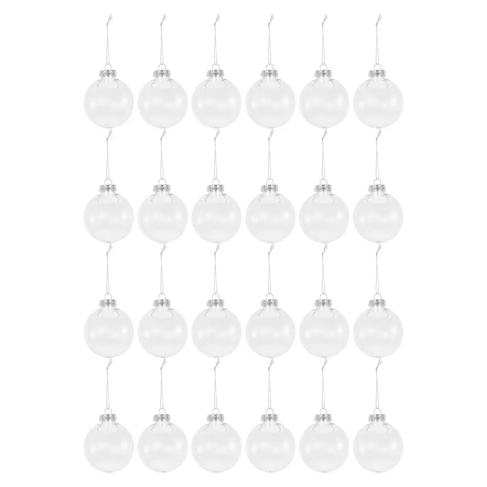 24Pcs Transparent Flat Clear Plastic Ornaments Fillable Oval Discs for Christmas Tree Decor Window Table Craft Projects