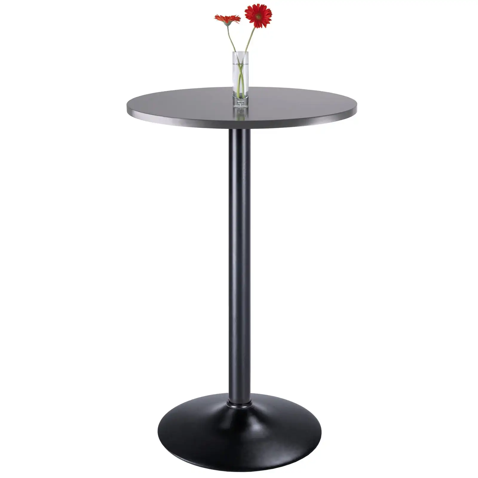 Slate Gray Finish Pub Bistro Bar Table Round Cocktail Table Kitchen Dining Table