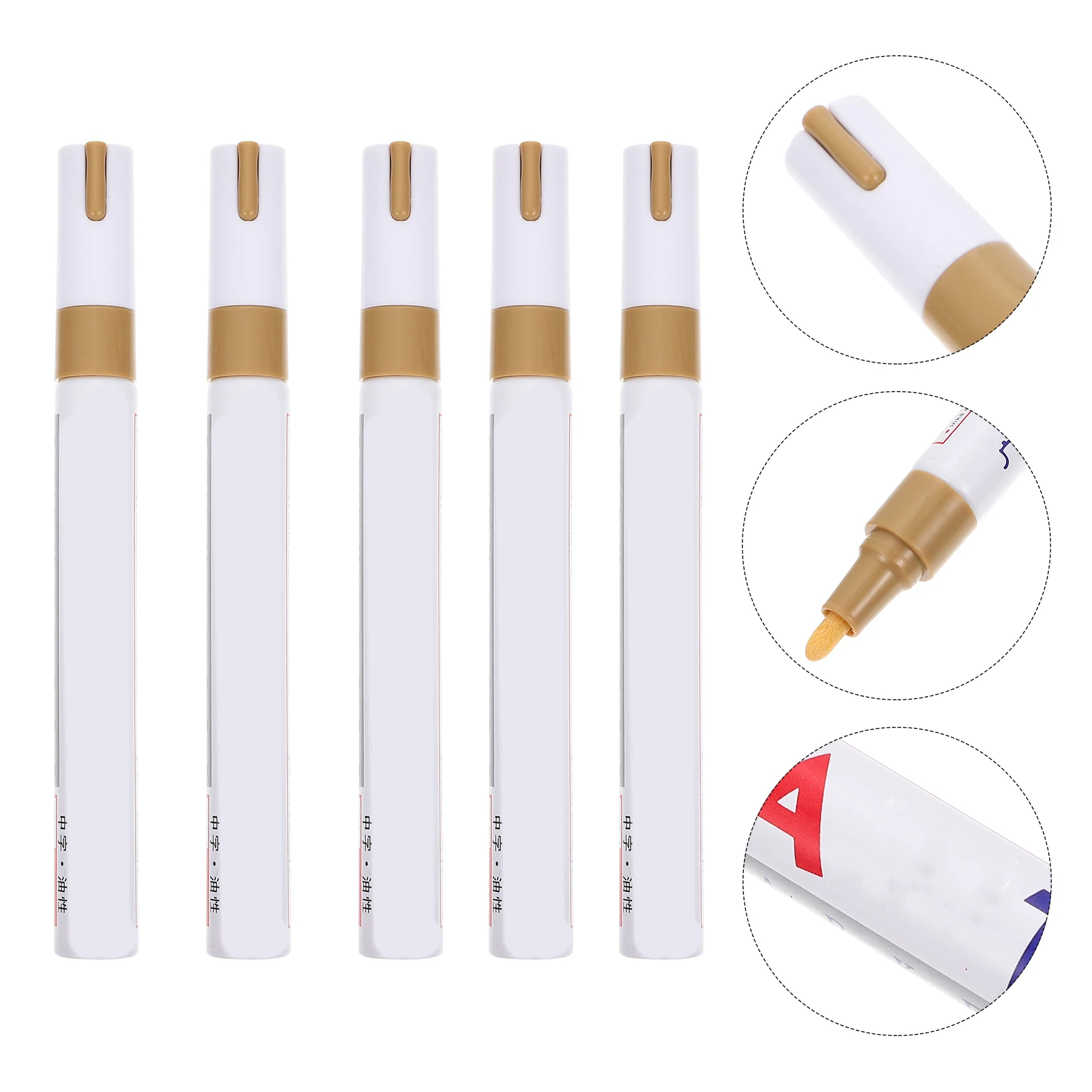 

5 Pcs Waterproof Paint Markers Painting Pens for Office Gold Industrial Plastic