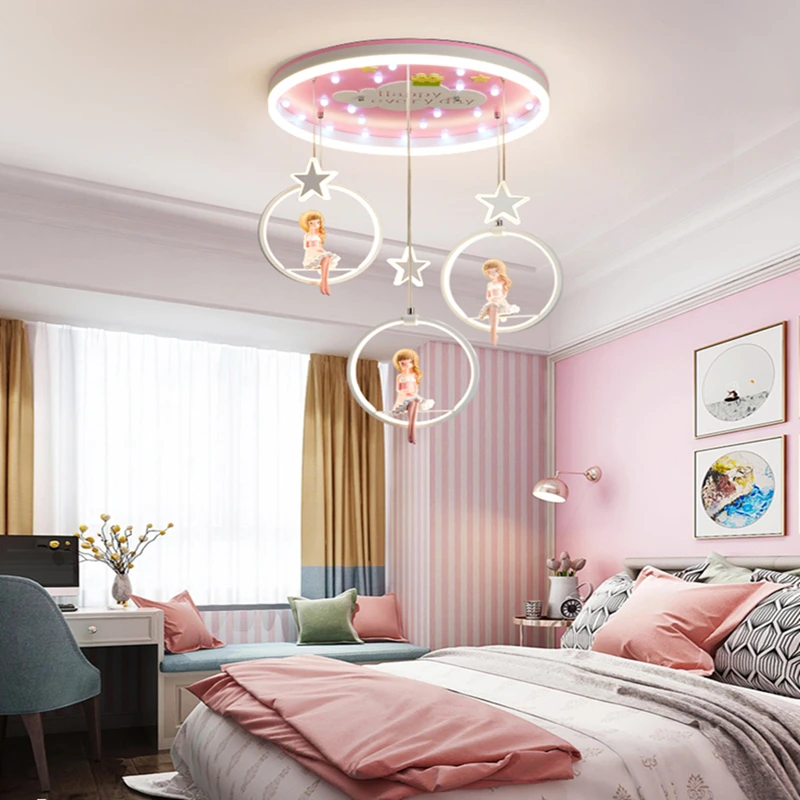 2022 Led Children\'S Bedroom Chandelier Modern Decoration  Lovely Cartoon Lighting Fixture For Princess Kids Room Free Ship