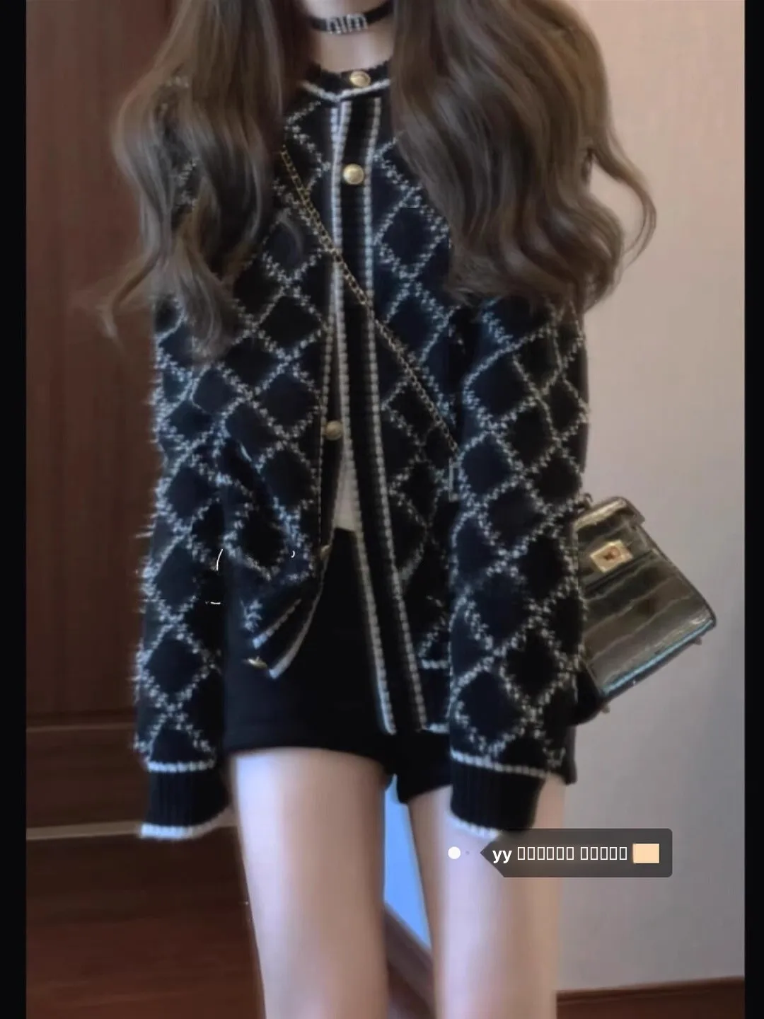 

Ele Lightweight Knitted Cardigan Women's Loose Diamond Pattern Sweater Coat Autumn Winter New Sle Sweet Sle Knitwear