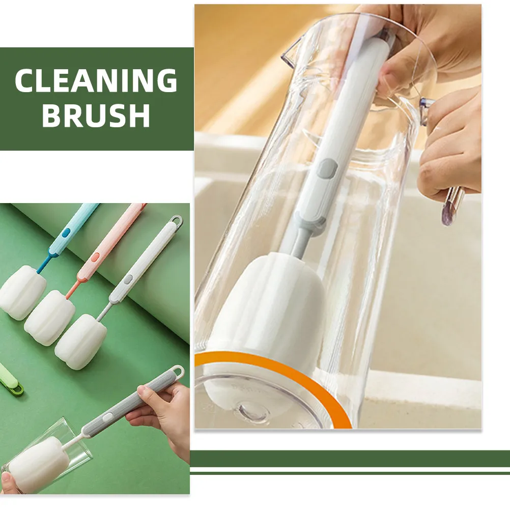 5Pcs Bottle Brush Cleaner Soft Sponge Handle Multipurpose Cleaning Brush for Water Bottles Milk Cups Glasses Household Use