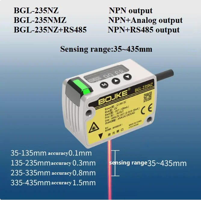 laser-displacement-sensor photoelectric laser distance measuring sensor rs485 displacement position sensor with analog output