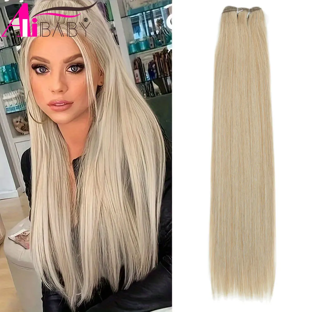Alibaby Gerade Haar Bundles Extensions Glatte Ombre Haar Weben 26 Zoll Lange Synthetische Gerade Haar Bundles Volle bis Ende 150g – Detail 9