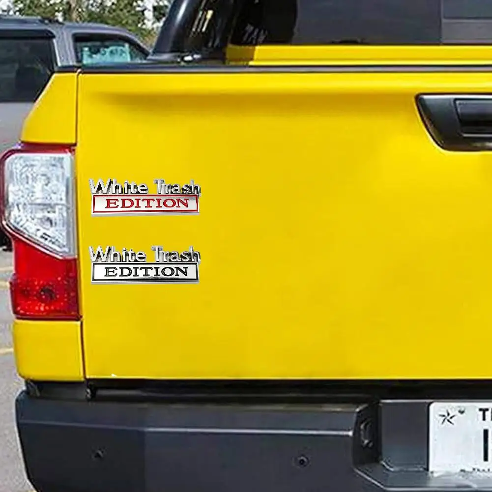 

Автомобильная 3D эмблема из цинкового сплава, белый значок TRASH EDITION, автомобильная наклейка на хвост, боковая наклейка, аксессуары для стайлинга дверей, наклейки, авто T5Y4