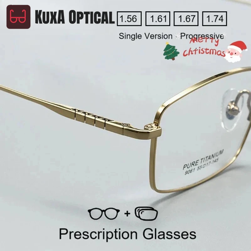 

KUXA Men's Pure Titanium Myopia Prescription Glasses Customizable Progressive Multifocal Optical Spectacles