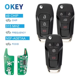 Clé de voiture à distance Okey ID49 puce 315Mhz pour Ford F150 Ranger Galaxy s-max KA + Mondeo V N5F-A08TAA/DS7T-15K601-B/EB3T-15K601-BA