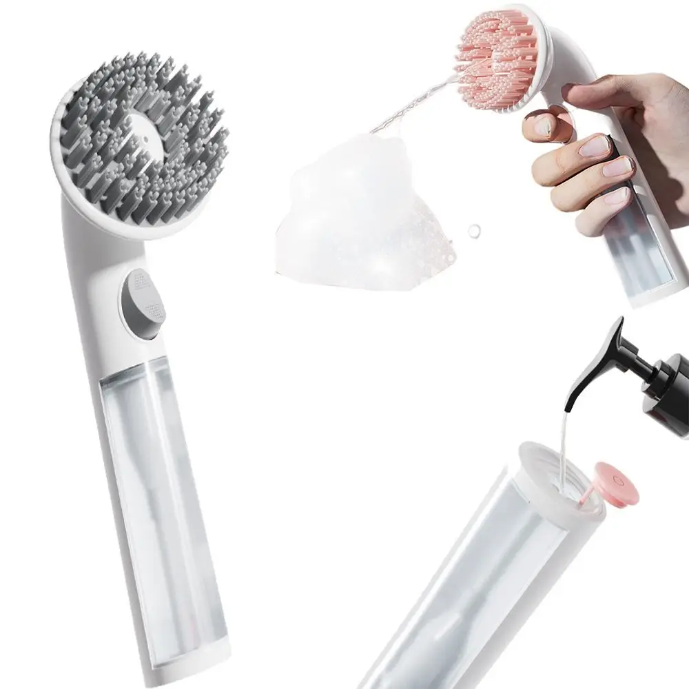 

Щетка для купания домашних животных с длинной ручкой, мягкий силиконовый расслабляющий инструмент для чистки собачьей шерсти, диспенсер в один клик, большая емкость