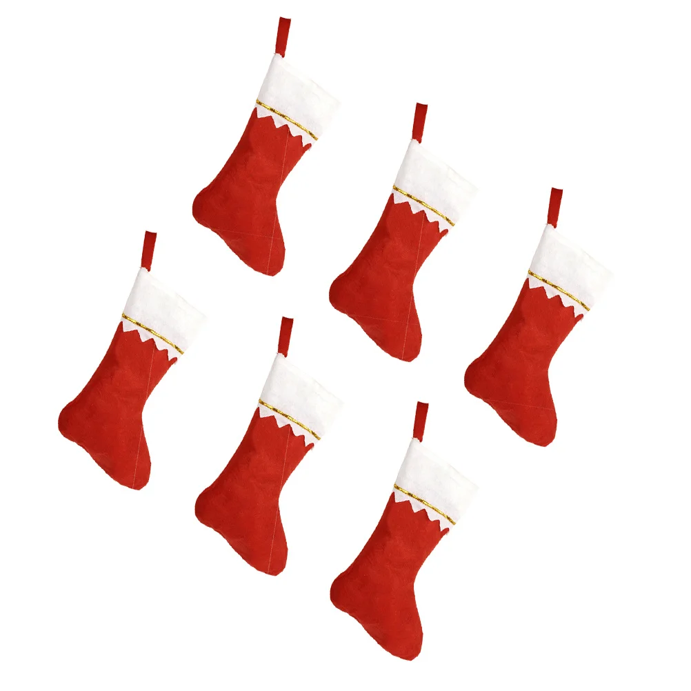

6Pcs Christmas Stockings Non-Woven Fabric Reusable Candy Gift Bags DIY Hanging Decorations Home Christmas Ornament