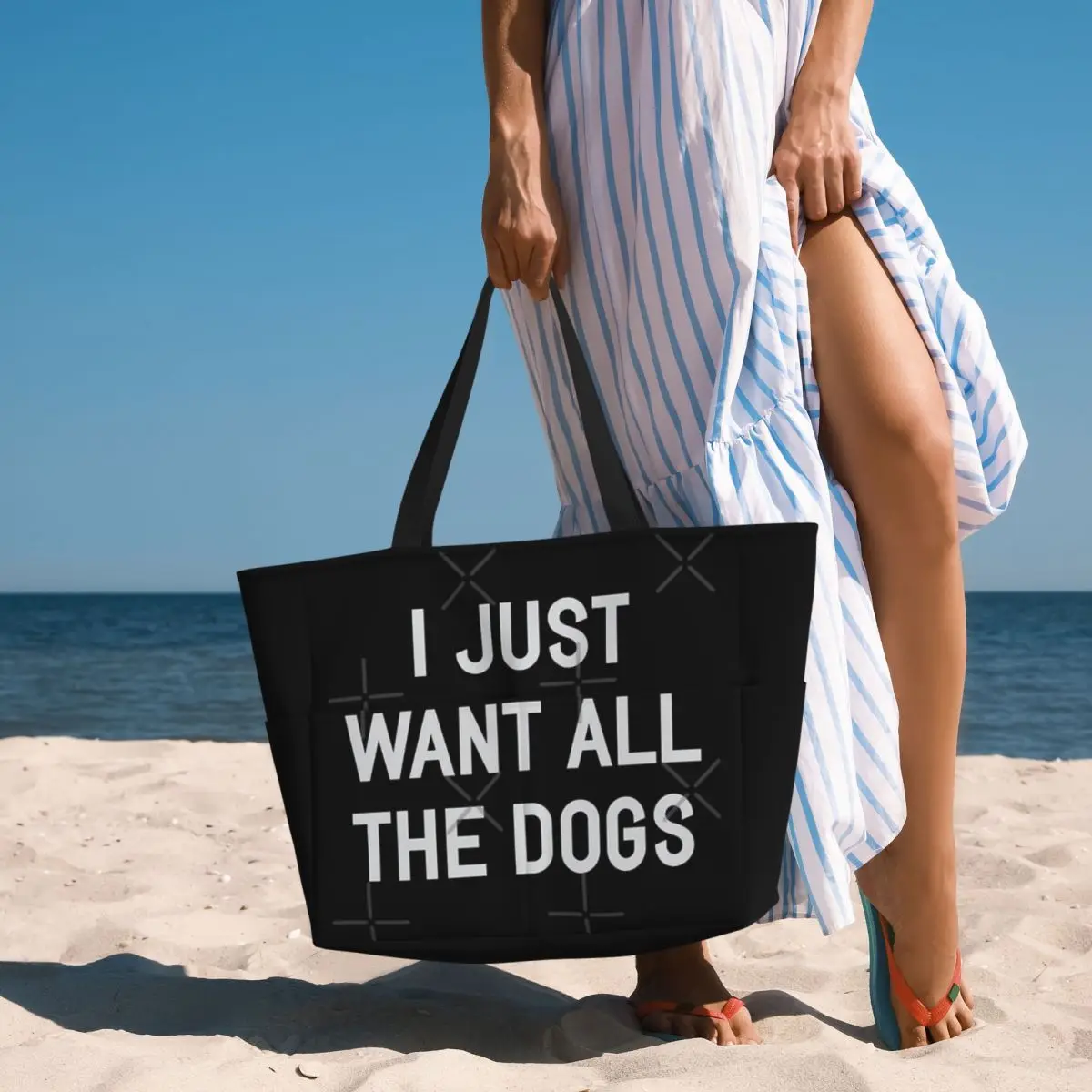 I Just Want All The Dogs Beach Travel Bag, Tote Bag Modern Large Capacity Daily Shoulder Bag Multi-Style Pattern