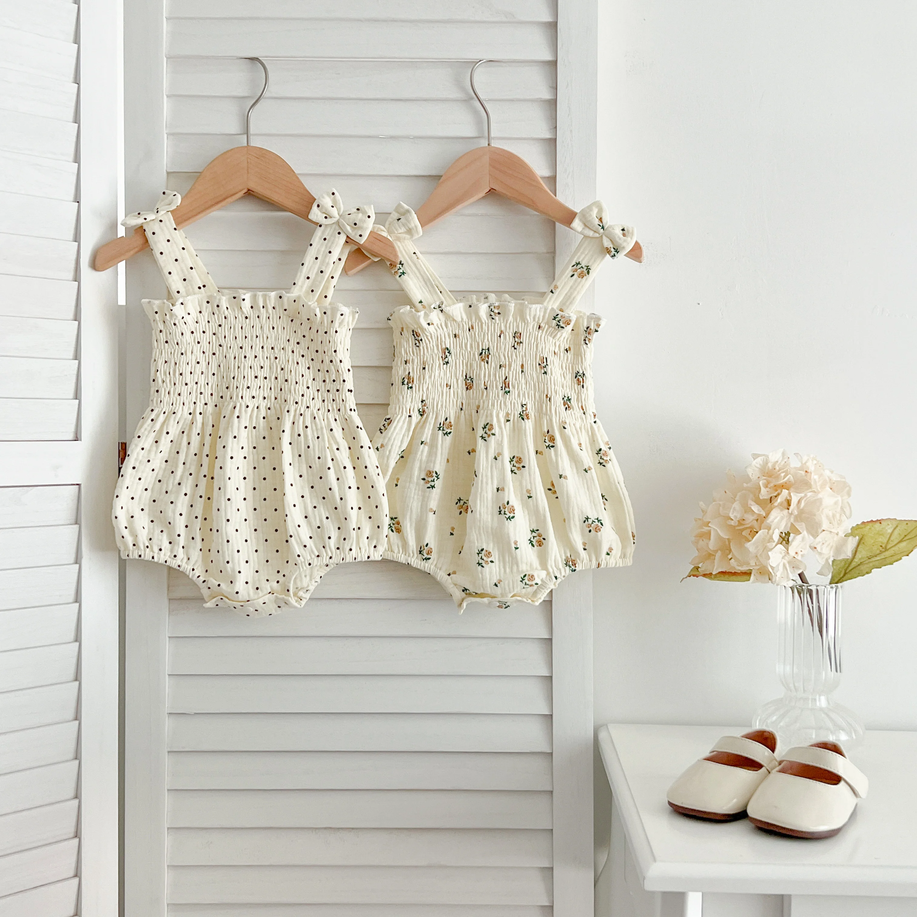 Sommer Outfit Kinder Baby Kleidung Baumwolle Ärmellose Strampler Neugeborene Mädchen Kleidung Kleinkinder Blume Bogen Kinder einteiliges Bodys – Detail 2