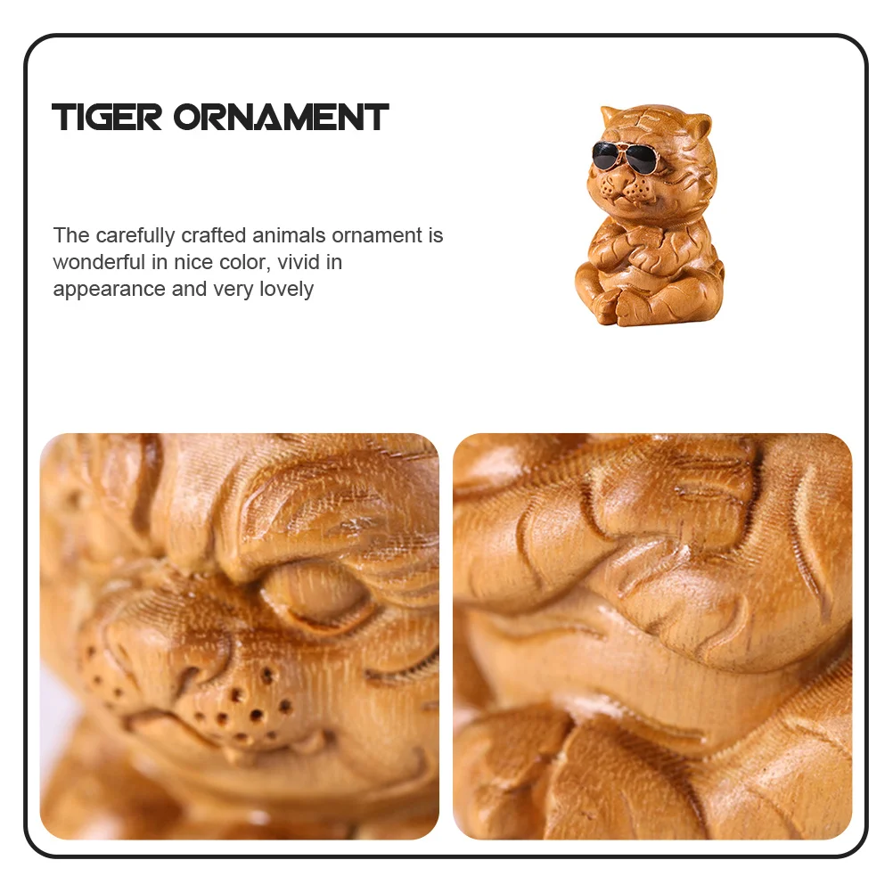 

Wood Carved Tiger Ornament Wooden Craft Tiger Decoration for Bonsai Garden Home Desktop Adornment 2024 Year Decoration